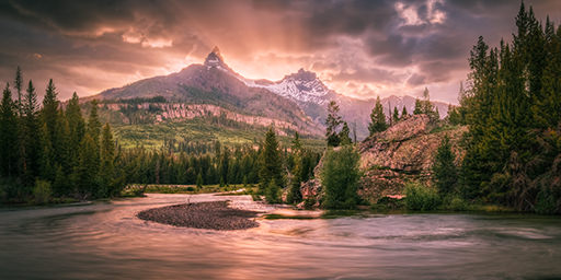 Fine art landscape photograph of a sunset over Pilot Peak and Index Peak in Yellowstone National Park, Wy.